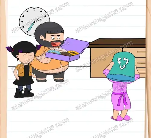 Chcę zjeść pączka, ale Babcia Ania mi nie pozwala. Brain Test 4 Poziom 288