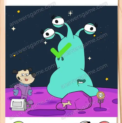 Astropies musi znaleźć usta i nos kosmity. Brain Test 4 Poziom 290