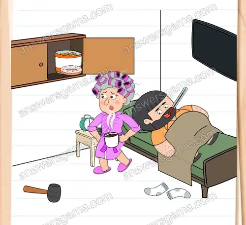 Wujek Bolek nie chce wstać. Pomóż mu zostać w łóżku. Brain Test 4 Poziom 293