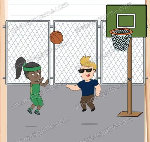 Jenny muss den Korb treffen. Brain Test 4 Level 310