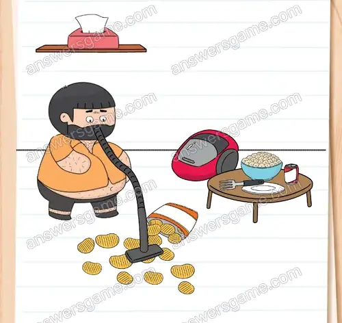 Wujek Bolek jest smutny, bo rozsypał chipsy. Brain Test 4 Poziom 36