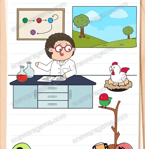 Dr. Kummer braucht ein Huhn, das sich auf die Eier setzen soll. Brain Test 4 Level 51