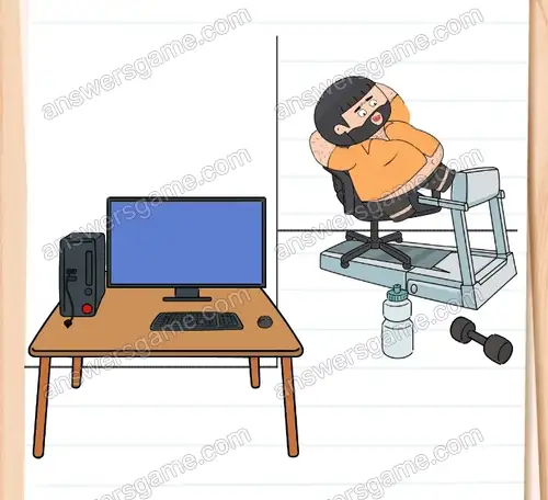 Oma Amy zwingt Onkel Bubba, auf dem Laufband zu joggen. Hilf ihm. Brain Test 4 Level 88