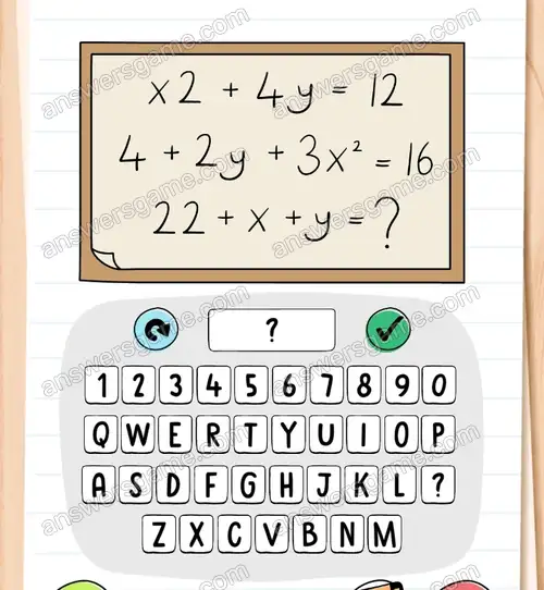 Co jest równe 22+x+y. Brain Test 4 Poziom 89