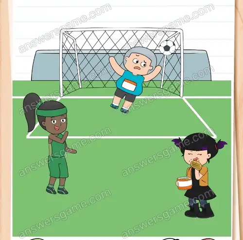 Jenny muss ein Tor schießen. Brain Test 4 Level 90