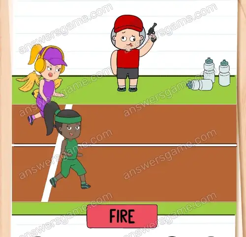 Jenny muss einen besseren Start zum Wettrennen ablegen. Brain Test 4 Level 97