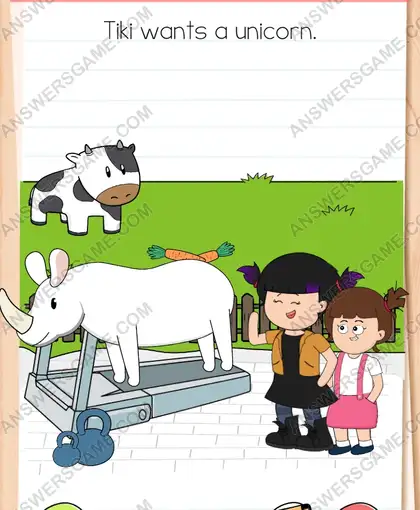 Tiki wants a unicorn. Brain Test 4 Level 103