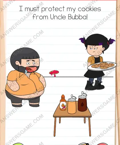 I must protect my cookies from Uncle Bubba. Brain Test 4 Level 108