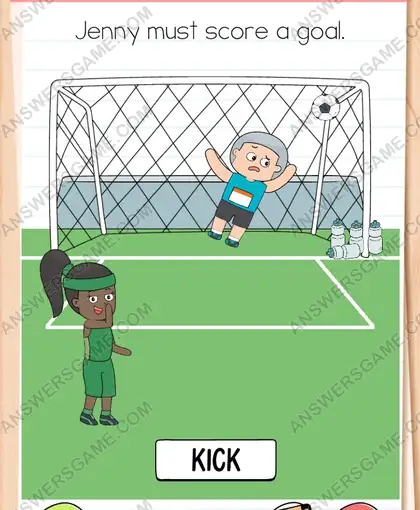 Jenny must score a goal. Brain Test 4 Level 113