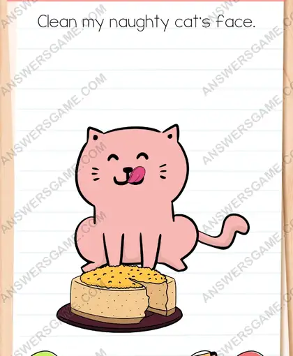 Clean my naughty cat's face. Brain Test 4 Level 114