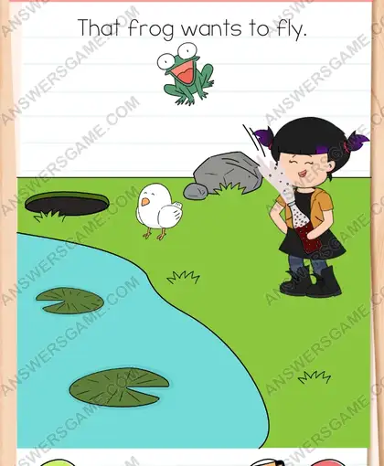 That frog wants to fly. Brain Test 4 Level 118