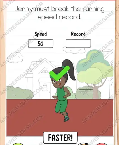 Jenny must break the running speed record. Brain Test 4 Level 120