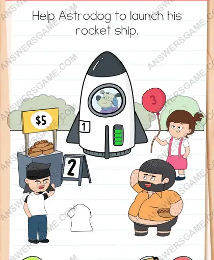Help Astrodog to launch his rocket ship. Brain Test 4 Level 121