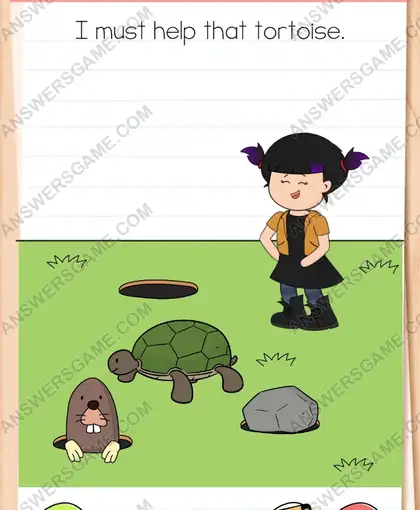 I must help that tortoise. Brain Test 4 Level 127