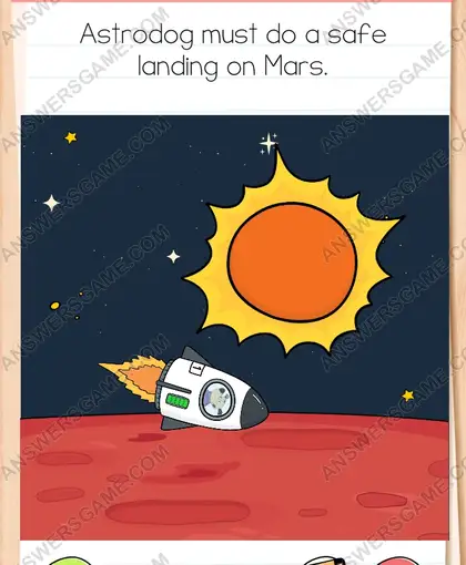 Astrodog must do a safe landing on Mars. Brain Test 4 Level 130