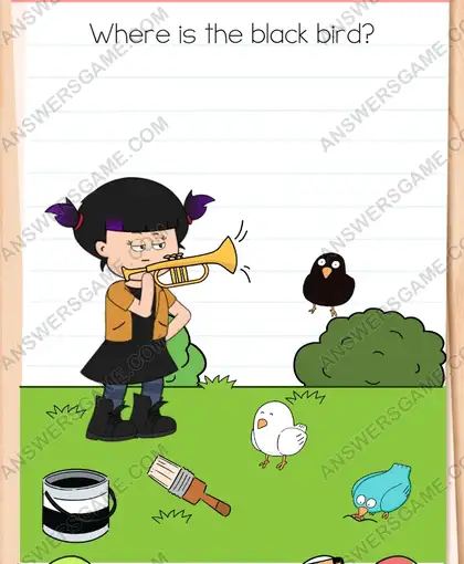 Where is the black bird. Brain Test 4 Level 77
