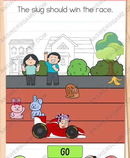 The slug should win the race. Brain Test 4 Level 146