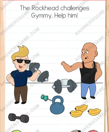 The Rockhead challenges Gymmy. Help him. Brain Test 4 Level 154