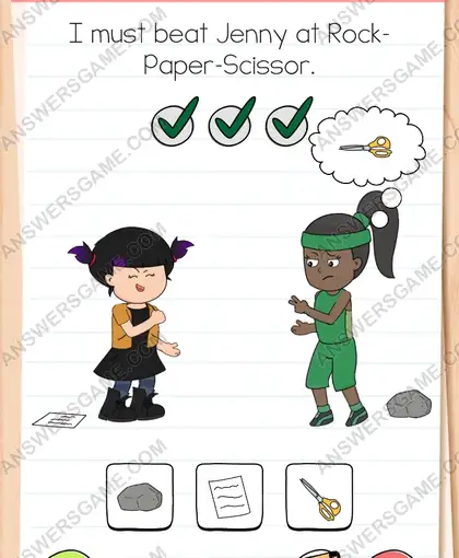 I must beat Jenny at Rock-Paper-Scissor. Brain Test 4 Level 160