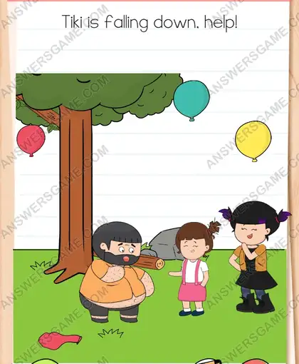 Tiki is falling down, help. Brain Test 4 Level 161