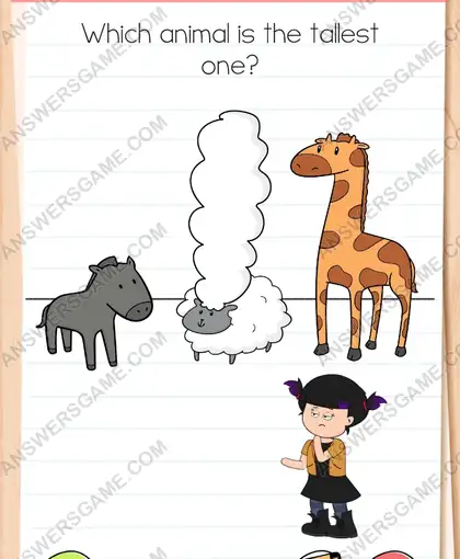 Which animal is the tallest one. Brain Test 4 Level 162