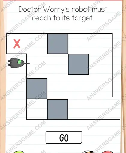 Doctor Worry's robot must reach to its target. Brain Test 4 Level 164