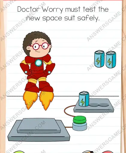 Doctor Worry must test the new space suit safely. Brain Test 4 Level 176