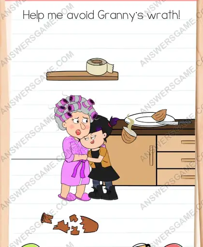 Help me avoid Granny's wrath. Brain Test 4 Level 178