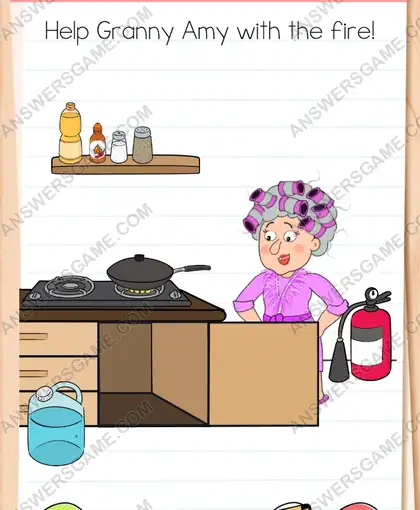 Help Granny Amy with the fire. Brain Test 4 Level 83