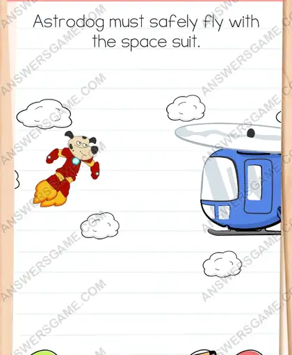 Astrodog must safely fly with the space suit. Brain Test 4 Level 182