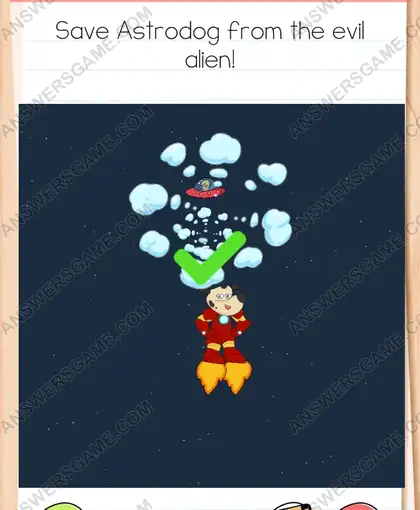 Save Astrodog from the evil alien. Brain Test 4 Level 185
