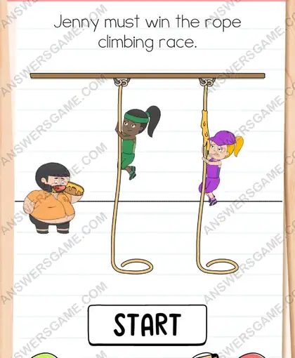 Jenny must win the rope climbing race. Brain Test 4 Level 207