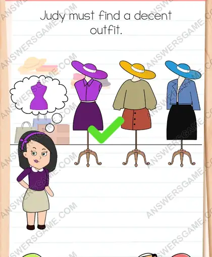 Judy must find a decent outfit. Brain Test 4 Level 212