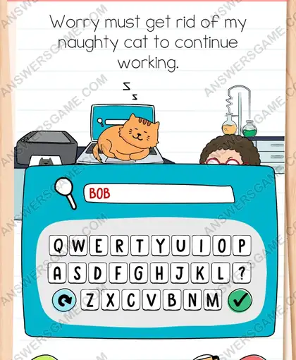 Worry must get rid of my naughty cat to continue working. Brain Test 4 Level 234