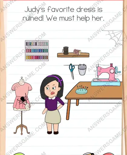 Judy's favorite dress is ruined! We must help her. Brain Test 4 Level 246