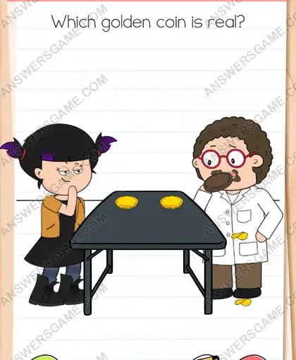 Which golden coin is real. Brain Test 4 Level 27