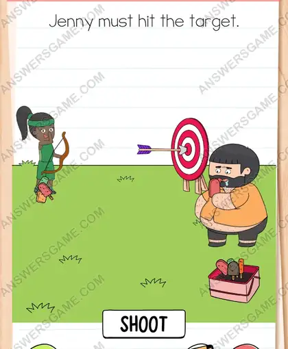 Jenny must hit the target. Brain Test 4 Level 280