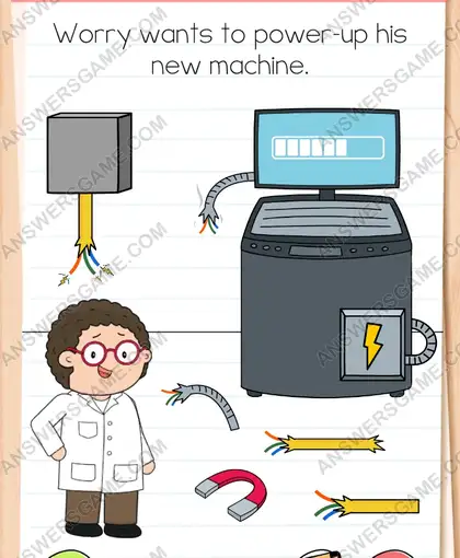 Worry wants to power-up his new machine. Brain Test 4 Level 286