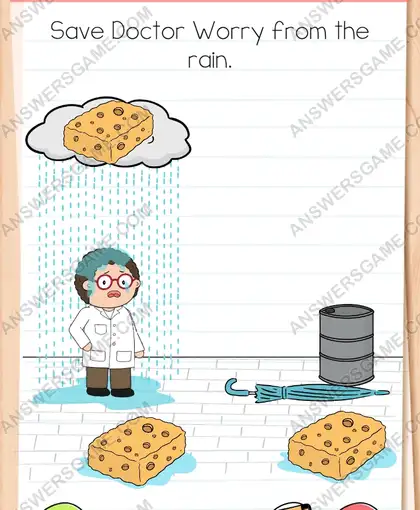 Save Doctor Worry from the rain. Brain Test 4 Level 305