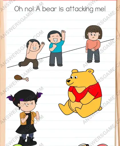 Oh no! A bear is attacking me. Brain Test 4 Level 32