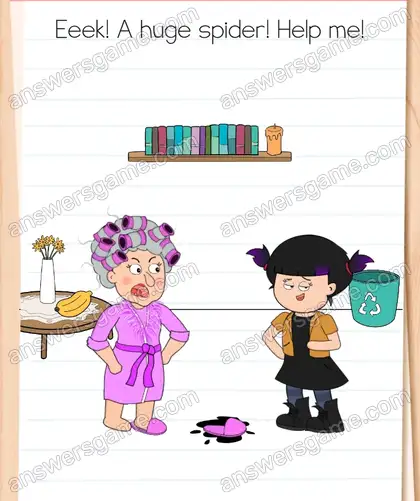 Eeek! A huge spider! Help me. Brain Test 4 Level 336