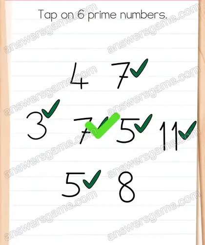 Tap on 6 prime numbers. Brain Test 4 Level 340