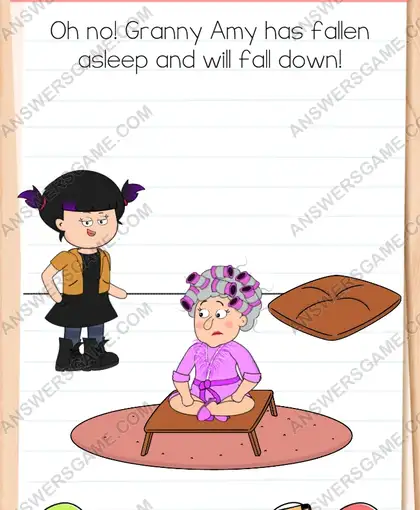 Oh no! Granny Amy has fallen asleep and will fall down. Brain Test 4 Level 142