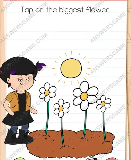 Tap on the biggest flower. Brain Test 4 Level 4