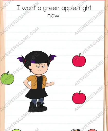 I want a green apple, right now. Brain Test 4 Level 53