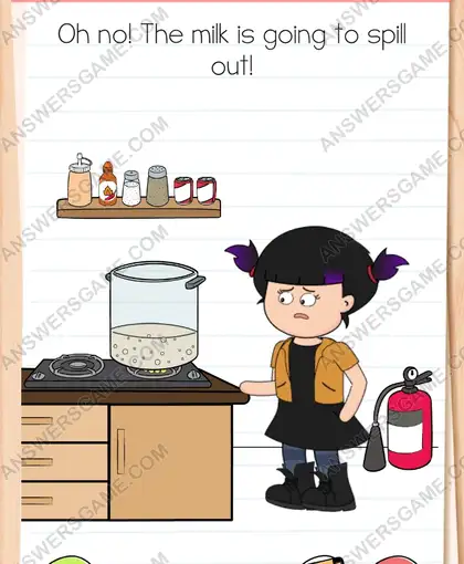 Oh no! The milk is going to spill out. Brain Test 4 Level 57