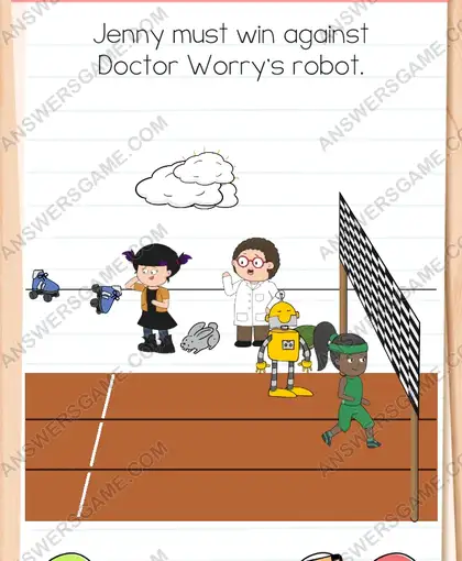 Jenny must win against Doctor Worry's robot. Brain Test 4 Level 65