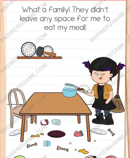 What a family! They didn't leave any space for me to eat my meal. Brain Test 4 Level 73