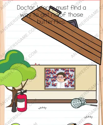 Doctor Worry must find a way to get rid of those butterflies. Brain Test 4 Level 79