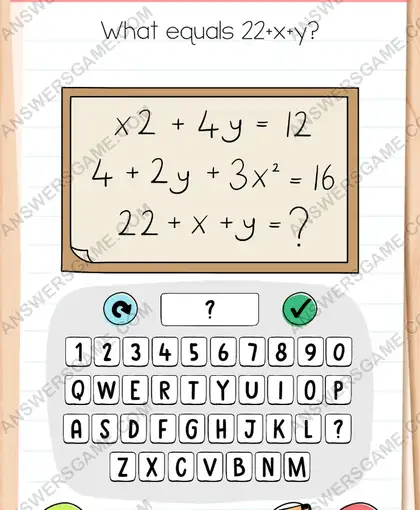 What equals 22+x+y. Brain Test 4 Level 89